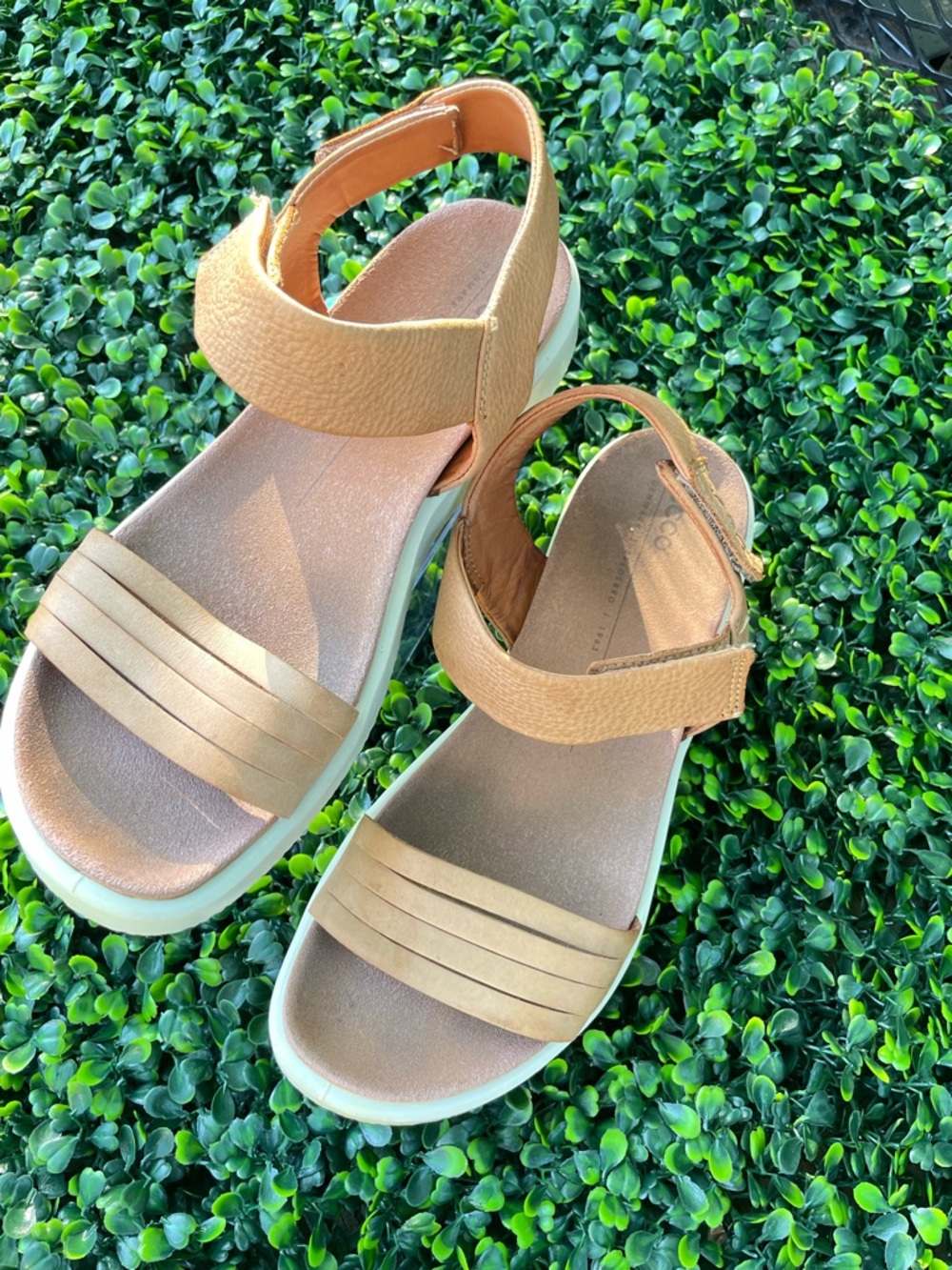 Ecco women’s Cognac Brown Hook-and-Loop Sandals - Picture 2 of 9